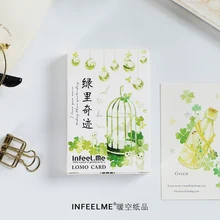 Зеленый 28 шт \ LOMO карточка ручная работа Милая креативная забавная поздравительная открытка пустая открытка для сообщений мини-открытка студенческий набор канцелярских принадлежностей