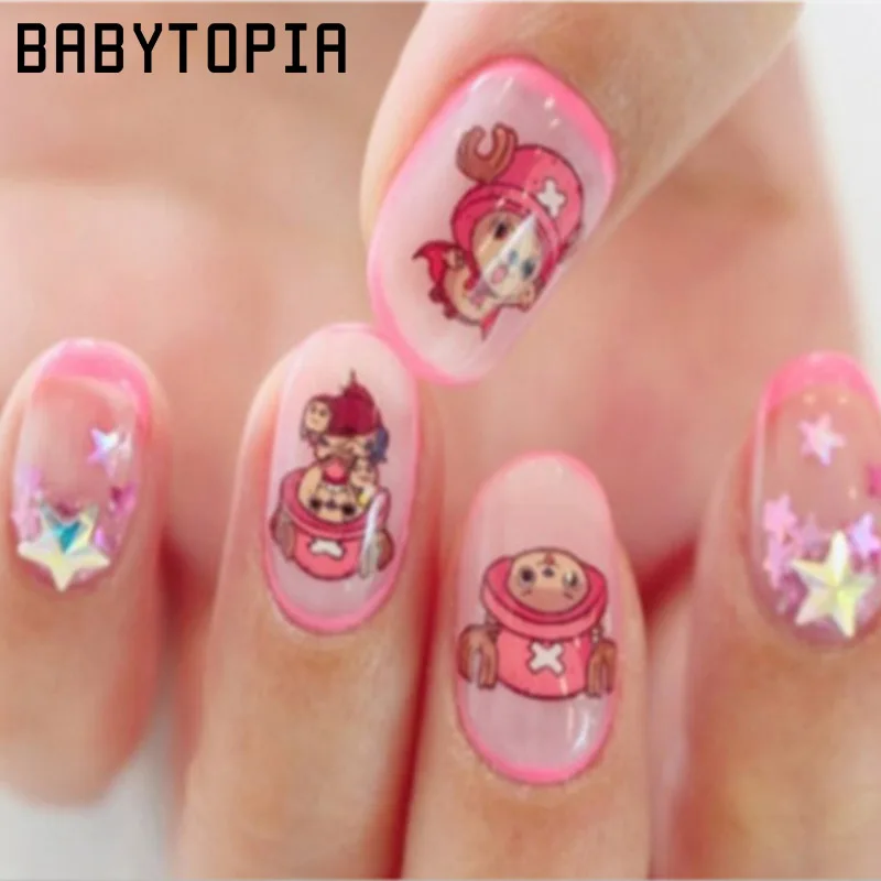 1PCS French Manicure Water Transfer Nails Sticker Catoon One Piece Chopper Metransfer Nail Art