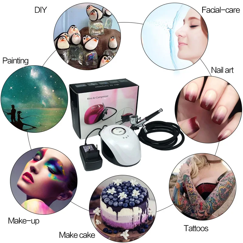  Onnfang Dual Action 0.2/0.3/0.4/0.5mm Airbrush Compressor set Paint Spray Gun For Nail Art Make Up 