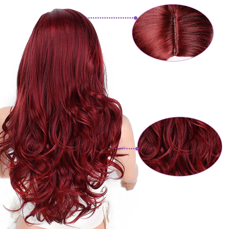 Peluca sintética ondulada roja larga para Mujeres Negras/blancas pelo de alta densidad Peluca de pelo sin pegamento para Cosplay AISI pelo Peluca sintética ondulada roja larga para Mujeres Negras/blancas pelo de alta densidad Peluca de pelo sin pegamento para Cosplay AISI pelo