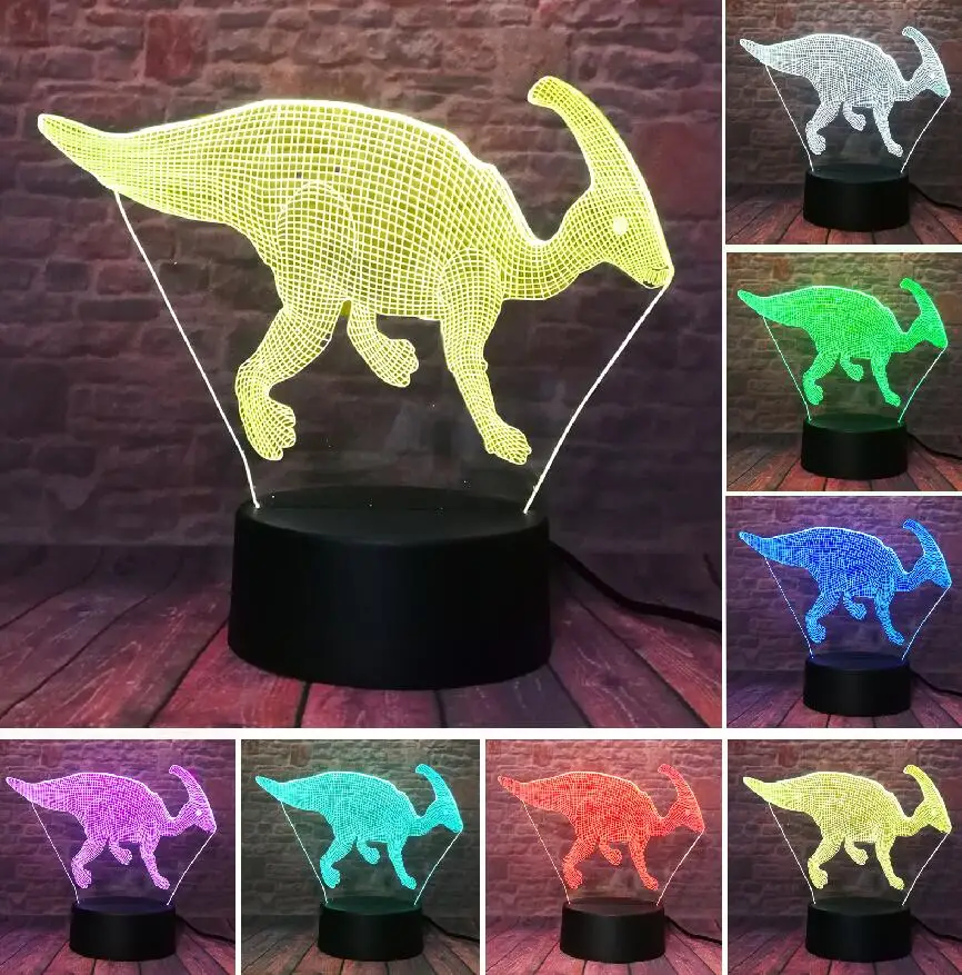 Velociraptor 3D лампы динозавра Clever синий 7 цветов светодиодный ночной Светильник для детей для маленьких мальчиков спальную комнату декор платье, платье для дня рождения, подарки на Рождество - Испускаемый цвет: Style 6