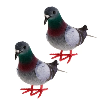 

2pcs Artificial Doves Statue Simulation Ornament Feathered Foam Fake Birds Home Decor Garden Yard Lawn Ornament