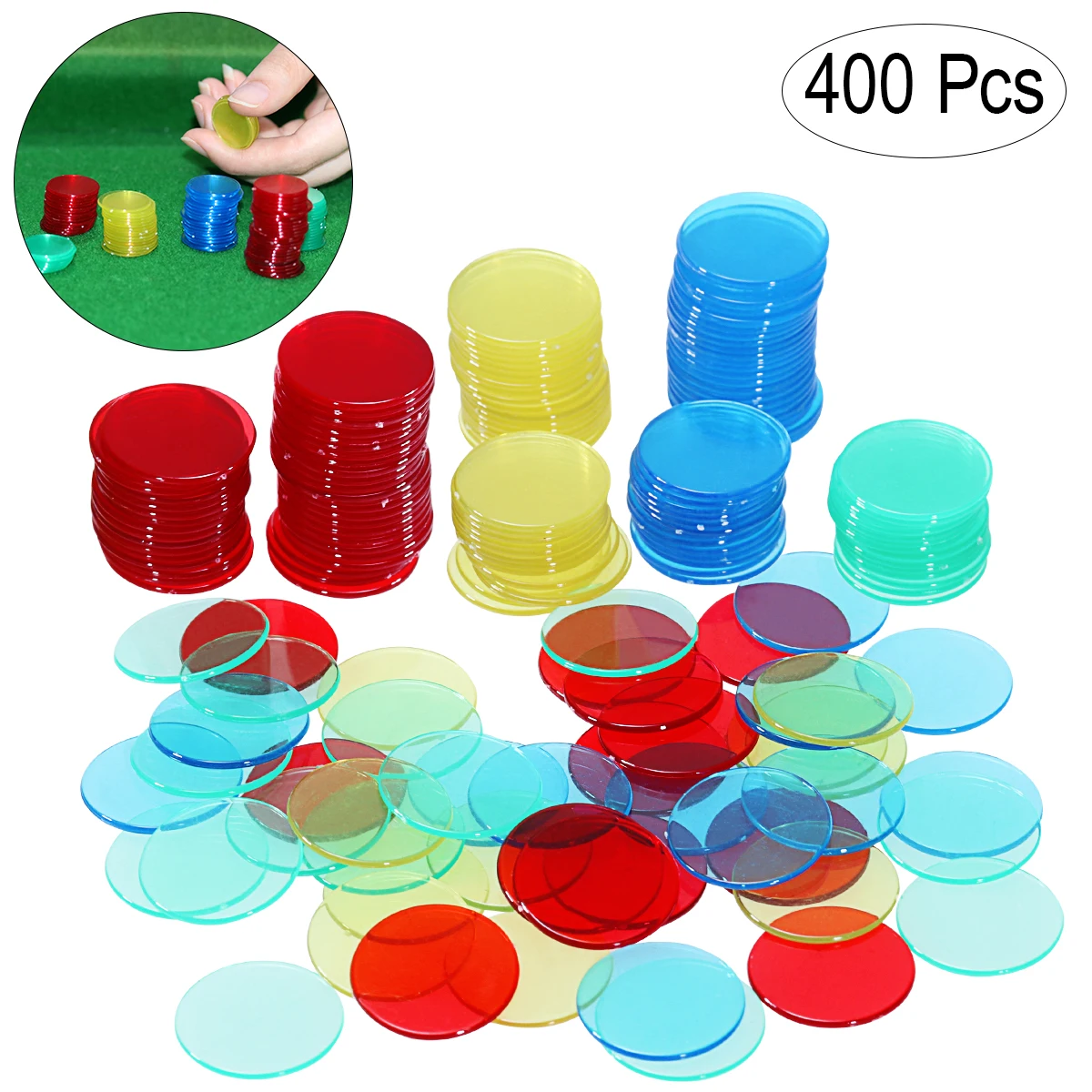 

NUOLUX 400pcs 4 Colours 3/4 Inch Pro Count Bingo Chips Markers for Bingo Game Cards