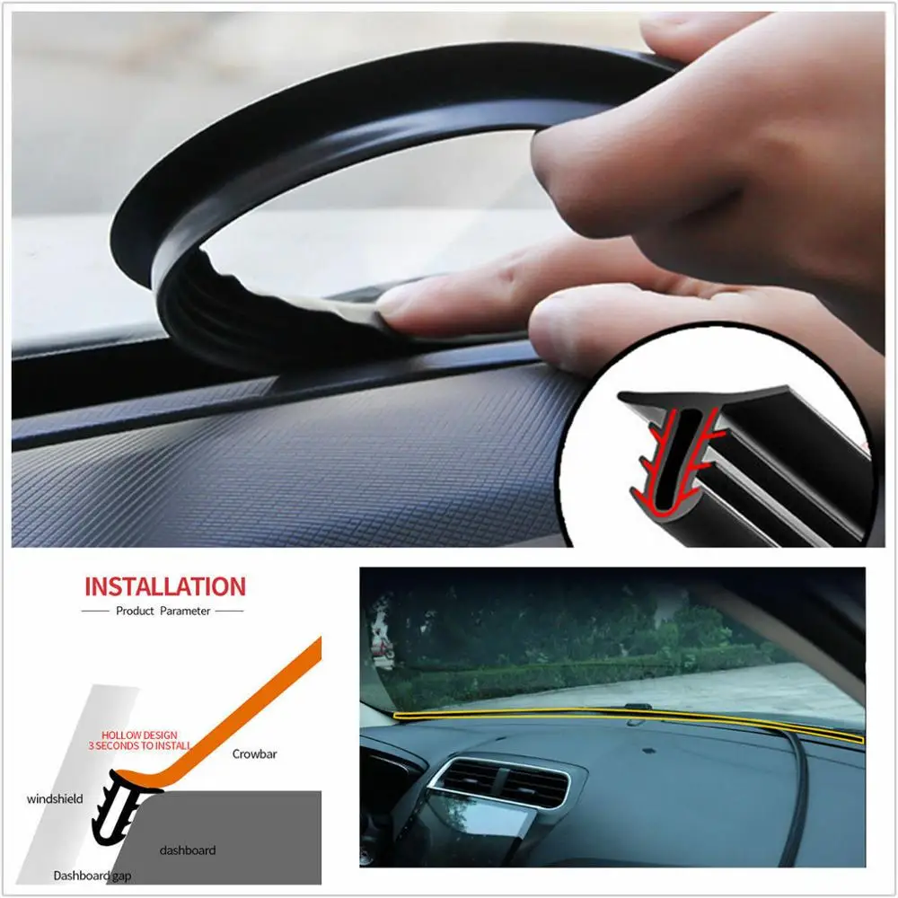 

Universal 1.6M U Type Car Rubber Soundproof Strip Dashboard Edges Sealing Strips