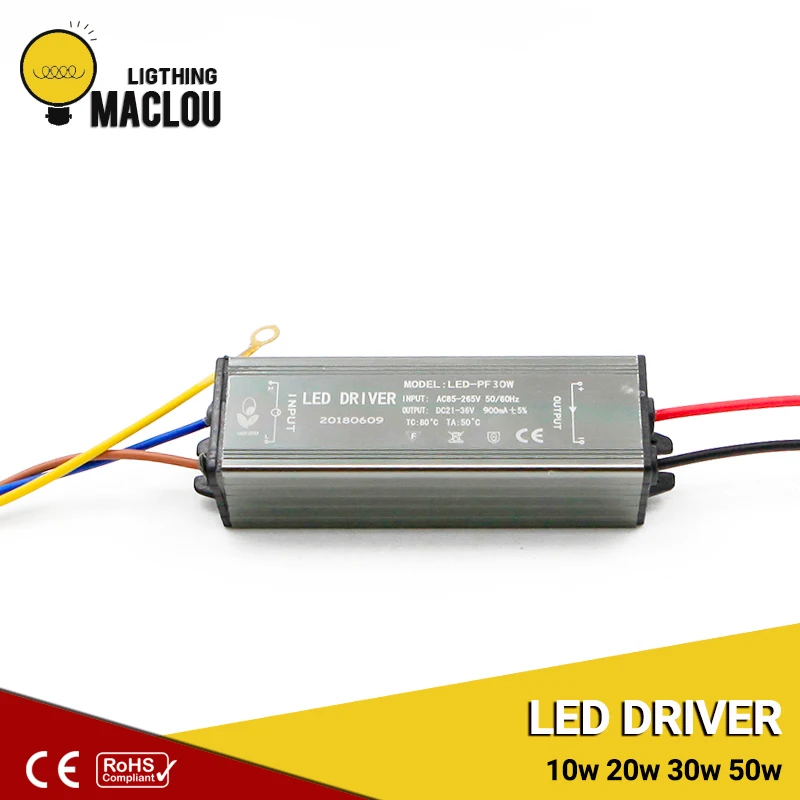 

LED Driver 10W 20W 30W 50W LED Power Supply Lighting Transformer Adapter AC85V-265V To DC21-35V Waterproof Driver LED Floodlight
