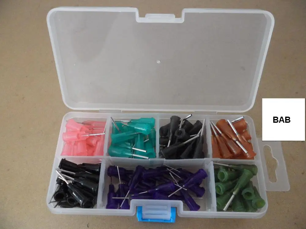 Variadas de Extremidades de Trava Luer de Polegadas s. s. s. Pontas de Distribuição de Agulhas 14g 15g 16g 18g 19g 20g 21g 20 Conjunto de Ponta de Dispensação com Estojo 140 Peças