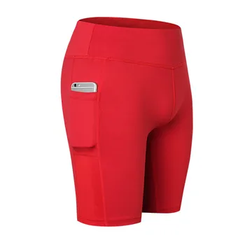 2019 Women Polyester Quick-drying Elastic knickers Pocket Shorts Fitness Solid Color Short Casual Simple Style Women Feminino S casual women s satchel with zips and solid color design