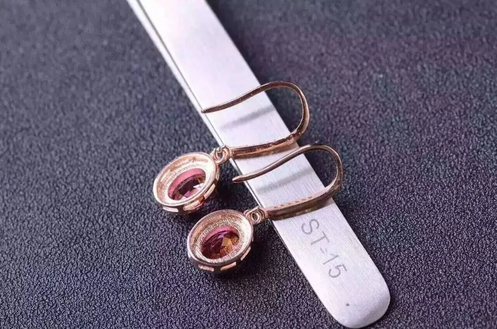 Серьги-капли с натуральным розовым топазом, 925 серебро, серьги с натуральным драгоценным камнем, женские классические элегантные круглые модные серьги-капли