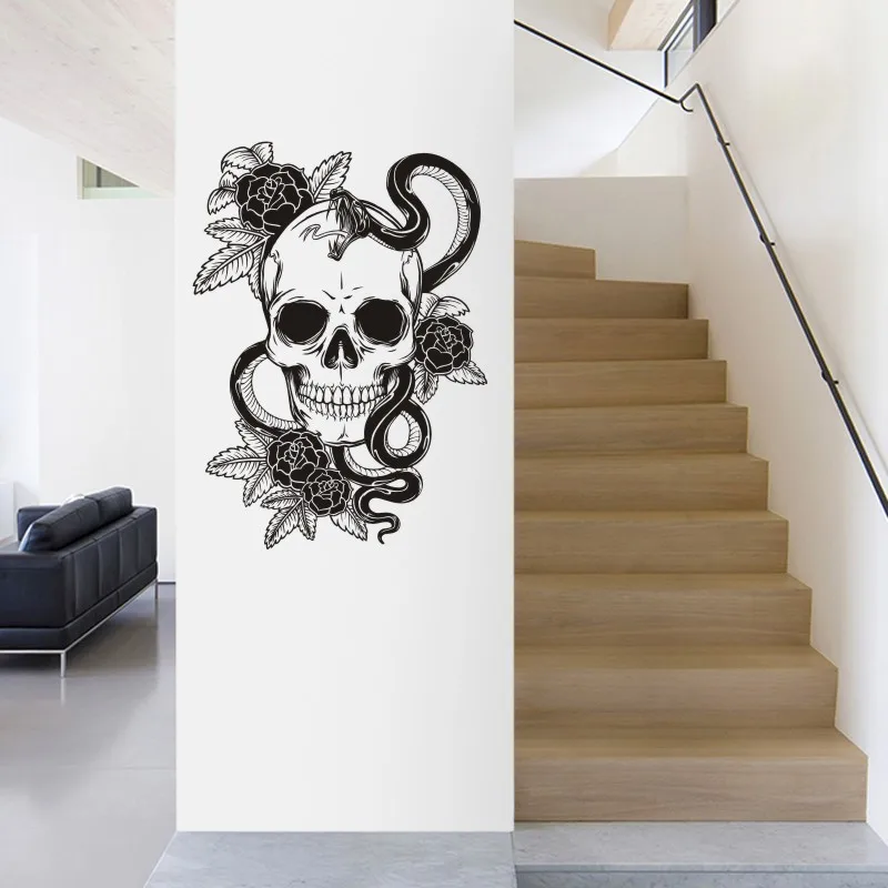 DCTAL Skull Halloween Snake Sticker Punk Death Decal Devil Name Car Art Wall Decals Parede Decor Mural