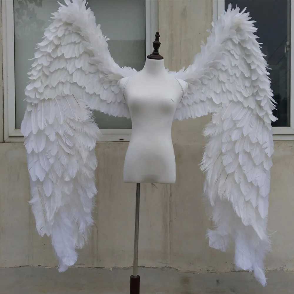 White Angel Feather Wings Bride Party Wings Cosplay Prop For Kids Adult 4 Color