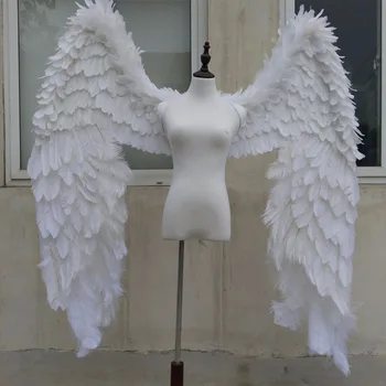 

Adult's luxury white nice angel feather wings cosplay party stage fashion show Displays shooting props EMS free shipping