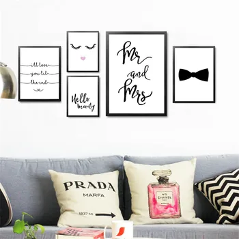 

Mrs Love Art Canvas Painting Nordic Minimalist Makeup Beauty Eyelash Home Decor for living room Decoration Unframed