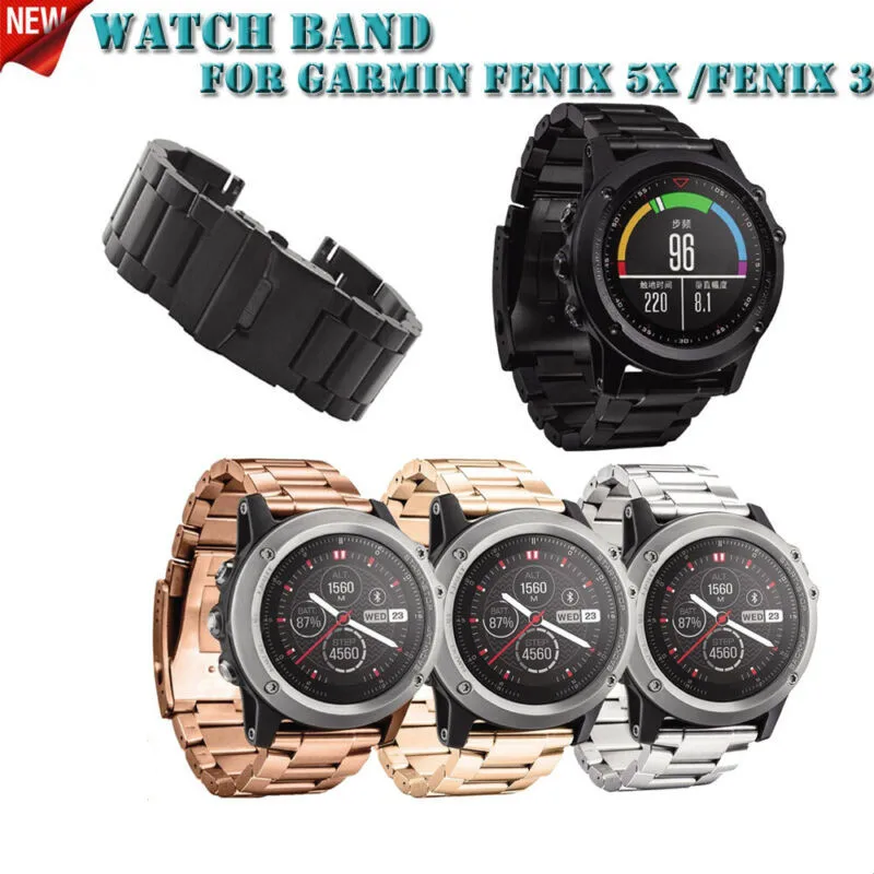 

New Stailess Steel Bracelet Strap Watch Band For Garmin Fenix 5X /Fenix 3 Wristband 3E20