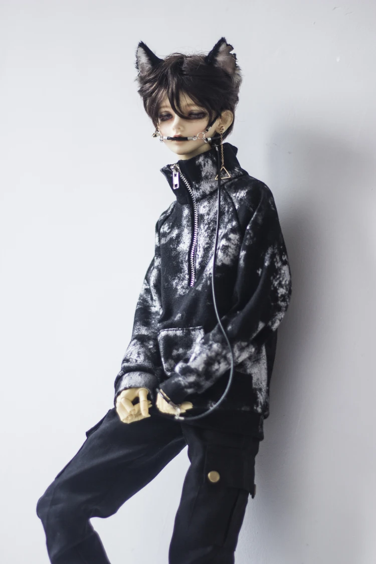 

BJD doll clothes horse fork worm zip-up collar hoodie T-shirt for 1/3 1/4 MSD DD Uncle doll accessories Bears
