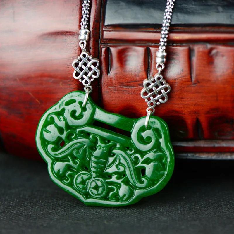 

Genuine 925 Sterling Silver Jade Lock Pendant For Women With Gemstones Antique Retro Pendants Jewelry Making Pedras Naturais