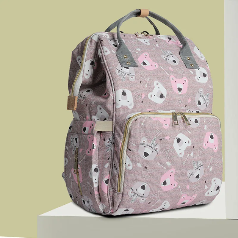 Fashion Polar Bear Printed Mummy Maternity Bag Baby Diaper Backpack Nappy Changing Bags Nursing Wet Stroller Bag For Mom (2)