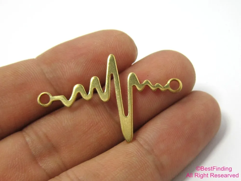 

50pcs Brass pendant 38x24mm Heartbeat Raw brass necklace chain findings R081