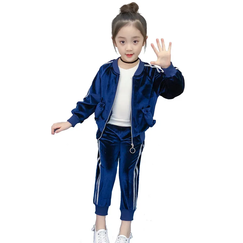

Casual Girls Clothing Sets Kids Clothes Children Clothing Sets Teens Spring Autumn Solid Tops+ Pants 2 pcs Clothing Suits