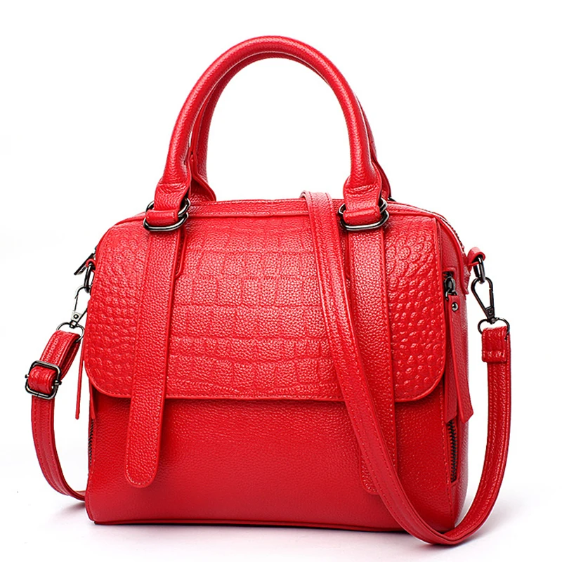 Women Handbag Leather Women Shoulder Bag Crocodile Pattern Rivets Messenger Crossbody Bags ...