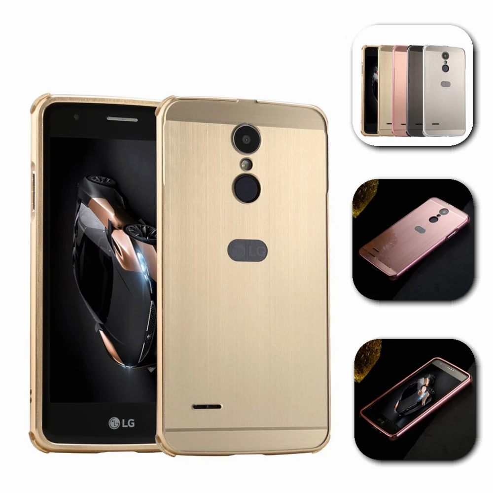 

For LG K10 K10 2017 Case Brushed PC Back Cover+Metal Frame Phone Case for LG K10 2017 K8 2017 Anti-Shock Dual Protective Coque
