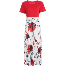 2019 explosion version European and American style flower print color matching dress women's free shipping crane and flower print shell dress