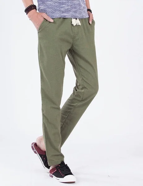 ZOGAA для мужчин's брюки для девочек прямые льняные повседневное эластичные веревки Geek брюки-ветровки сезон весна лето мужчин