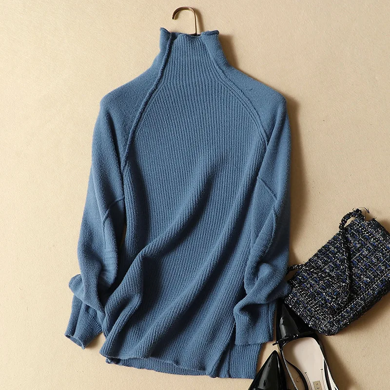 

2019 autumn winter turtleneck women sweaters and pullovers long-sleeved loose casual all match knitted thicken outwear tops