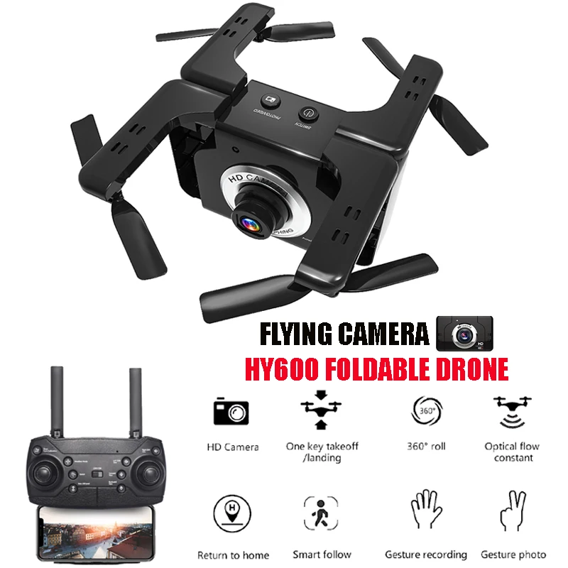 

HY600 Mini Drones with Camera HD Juguetes Dron 1080P Gesture Shooting Quadrocopter FPV Quadcopter Optical Flow RC Helicopter