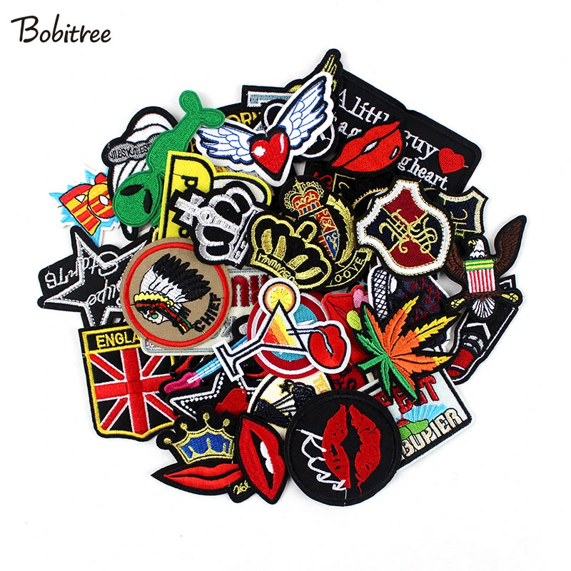 Parche de tela bordada para planchar en caliente, parches ropa, insignia, transferencia de tela, apliques de pegatinas para ropa, 50 unids/lote|iron on patches|iron oncloth patch AliExpress