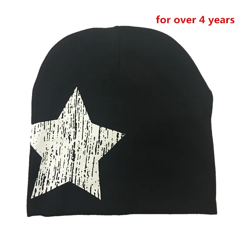 2017 new cotton star solid color plus size children hats for baby 4-10 years beanies spring autumn boys girls cap accessories