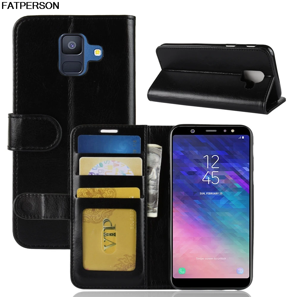 

Luxury case Soft PU capa Wallet For sumsung A6 2018 case Leather Phone case For galaxy A6 2018 Phone Bracket Smart cover capa