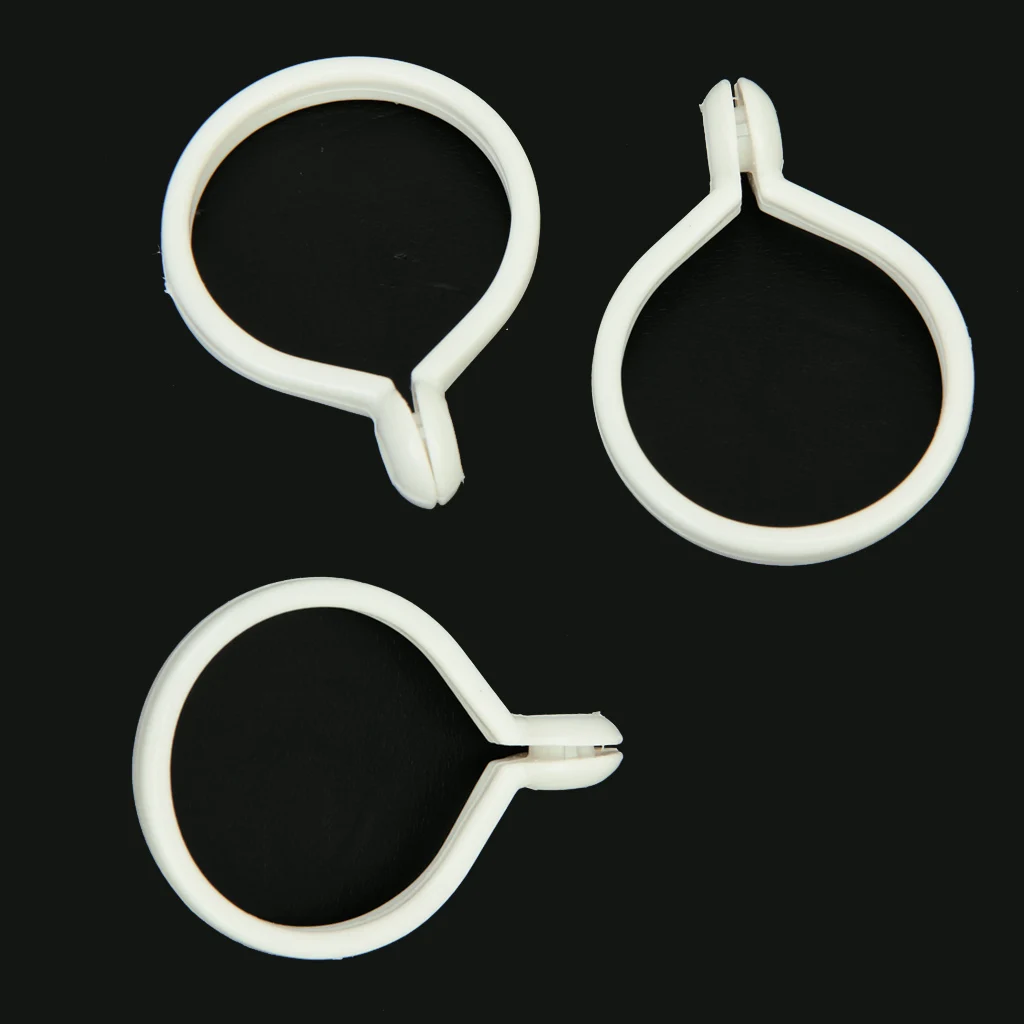 10 Pieces White Window Shower Curtain Rod Rings with Drapery Hook Eyelet 1.3in Dia.