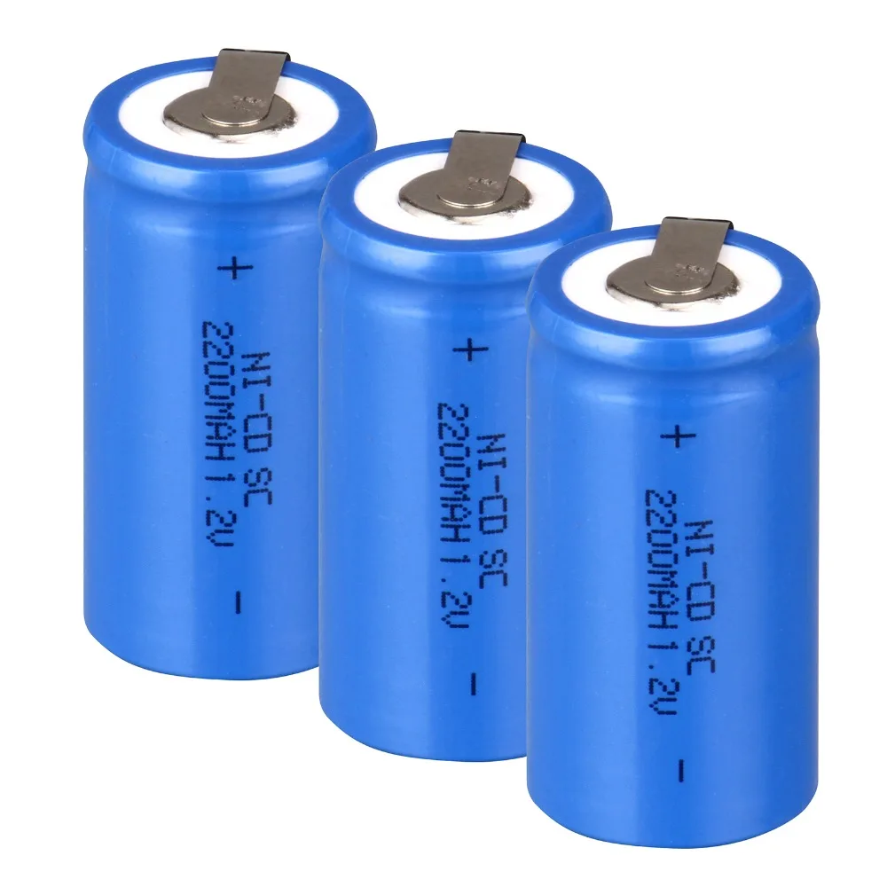 High quality !2 PCS Sub C SC battery rechargeable battery 1.2V 2200mAh