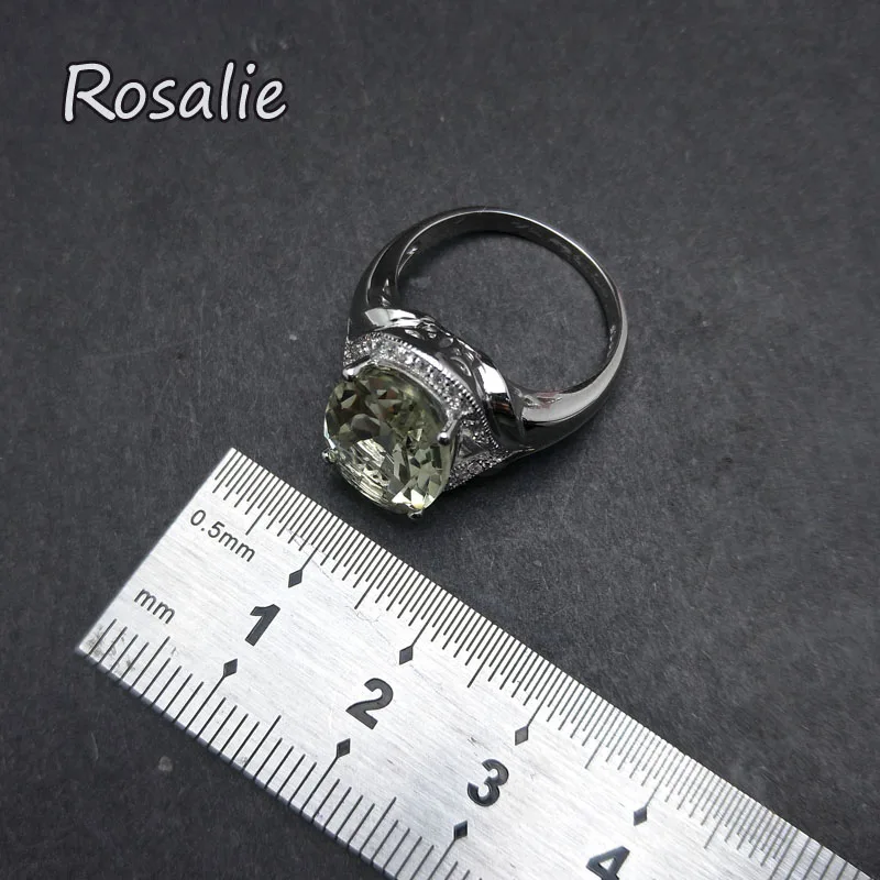 Rosalie2018 new design rings with Natural Green amethyst quartz oval 10*14mm gemstone Ring solid 925 sterling silver for women Fine Jewelry