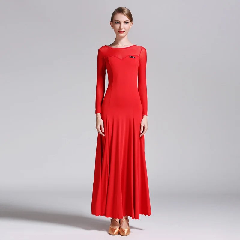Новое современное бальное платье для танцев для женщин - Цвет: red silk