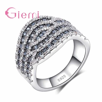 

Multicolor CZ Stone 925 Sterling Silver Punk Promise Ring for Women Fashion CZ Jewelry Wedding Engagement Valentine's Gift