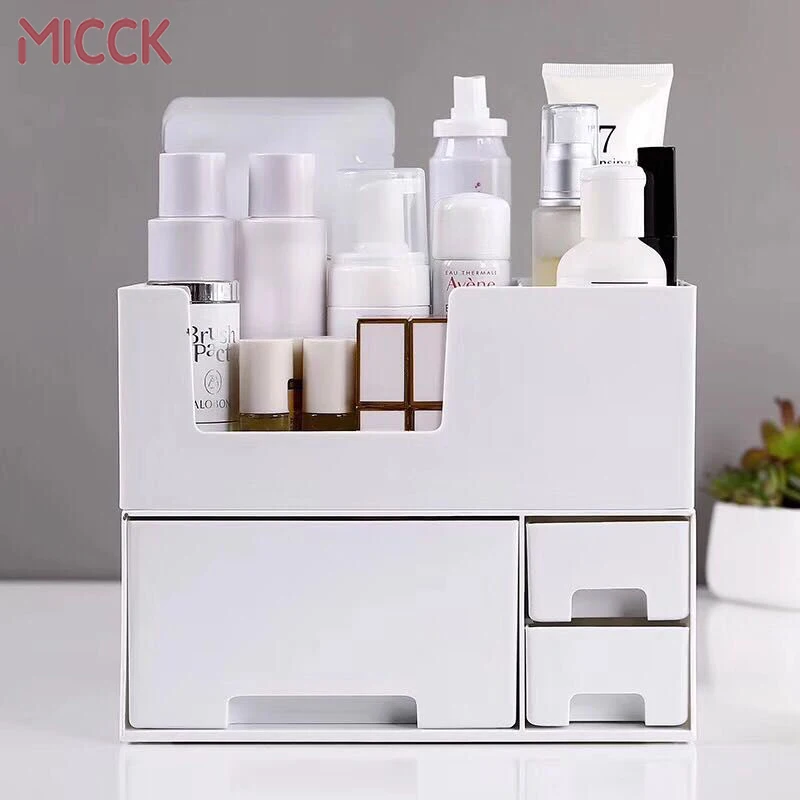 MICCK двухслойный Настольный органайзер для макияжа, Женский Ящик для хранения косметики, шкатулка для хранения косметики, губная помада, органайзер для ванной комнаты