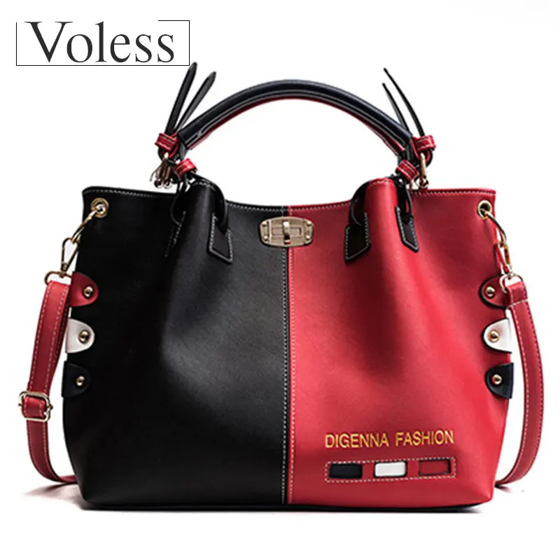 

VOLESS 2018 New Fashion PU Leather Shoulder Shopping Bag Luxury Handbags Women Bags Designer Large Capacity Female Tote Bags
