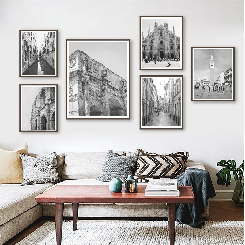 

Italy Art Milan Venice Rome Prints Landscape Photography Wall Art Poster Canvas Painting Black White Picture Living Room Decor