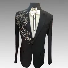 Горячая Европа и США блестки наклейки тонкий мужской повседневный костюм мужской певец и ведущий Костюмы Мужчины