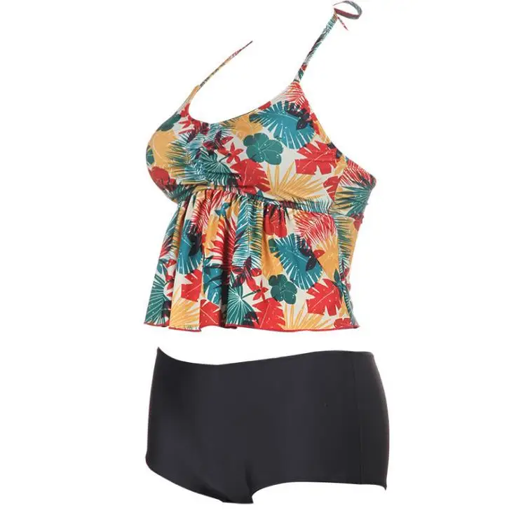 

2018 Sexy Bikini Retro Tropical Palm Leaf Floral Swimsuit Off Shoulder Push Up Bikini Set Bathing Suit Swimwear Women