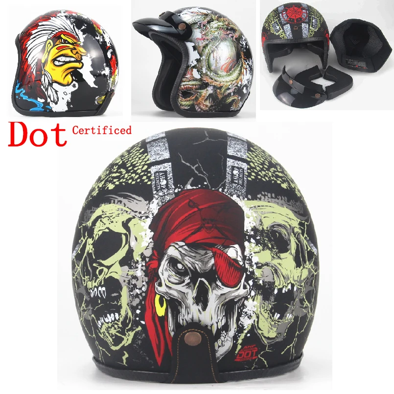Harley Style Motorcycle Helmet 3/4 Open Face Vintage Casco Moto Jet Scooter Bike Helmet Retro DOT approved Casque Motociclismo Harley Style Motorcycle Helmet 3/4 Open Face Vintage Casco Moto Jet Scooter Bike Helmet Retro DOT approved Casque Motociclismo