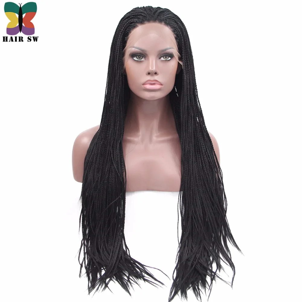 HAIR SW Long Straight Box braids Lace Front wigs Synthetic Fully Hand