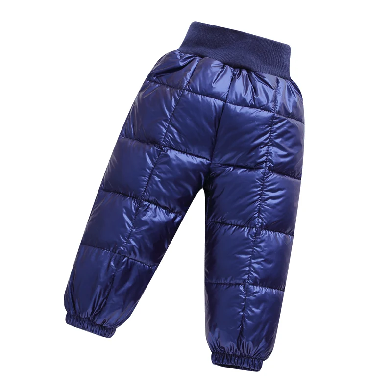 Осенне-зимние хлопковые теплые штаны с высокой талией для девочек; ветронепроницаемые и водонепроницаемые брюки из плотной мягкой ткани для мальчиков; детские брюки; одежда modis - Цвет: Navy