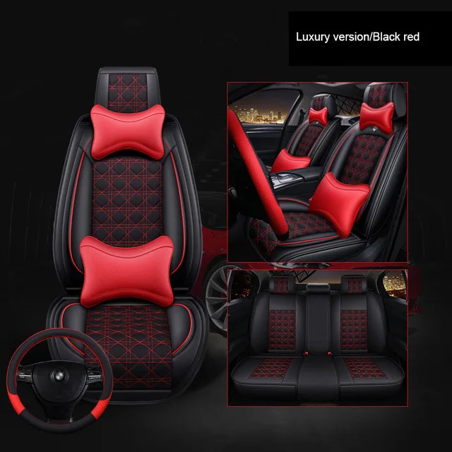 Red with Pillows Кожаный льна универсальные чехлы для сидений автомобиля Mercedes Benz W203 W210 W211 AMG W204, C, E, S, CLS CLK CLA SLK A20 авто-Стайлинг автомобиля стикер - Название цвета: Red with Pillows
