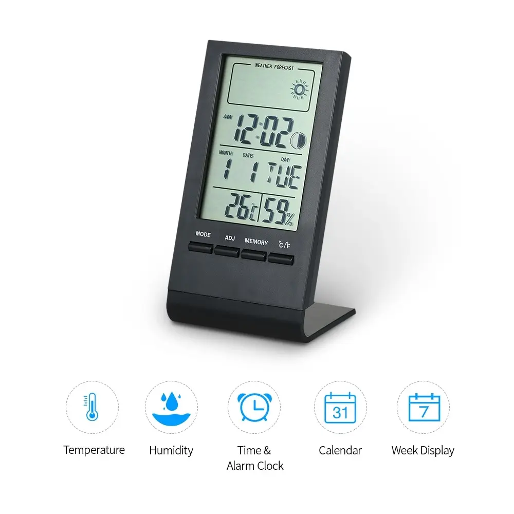 Компактный цифровой термометр гигрометр комнатный Измеритель температуры и влажности Датчик часы Погодный индикатор макс мин