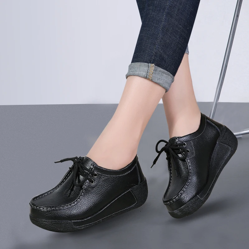 

New Arrival Shoes Woman Thick Heel Women Platform Sneakers Lace Up Ladies Flats Shoe Comfortable Casual Female Shoes Size 35-41