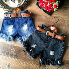 High Quality New Arrival 2016 Summer Baby Girls Shorts Fashion Kids Denim Shorts Toddler Ruffle Hole Jean Shorts For 2-8Y