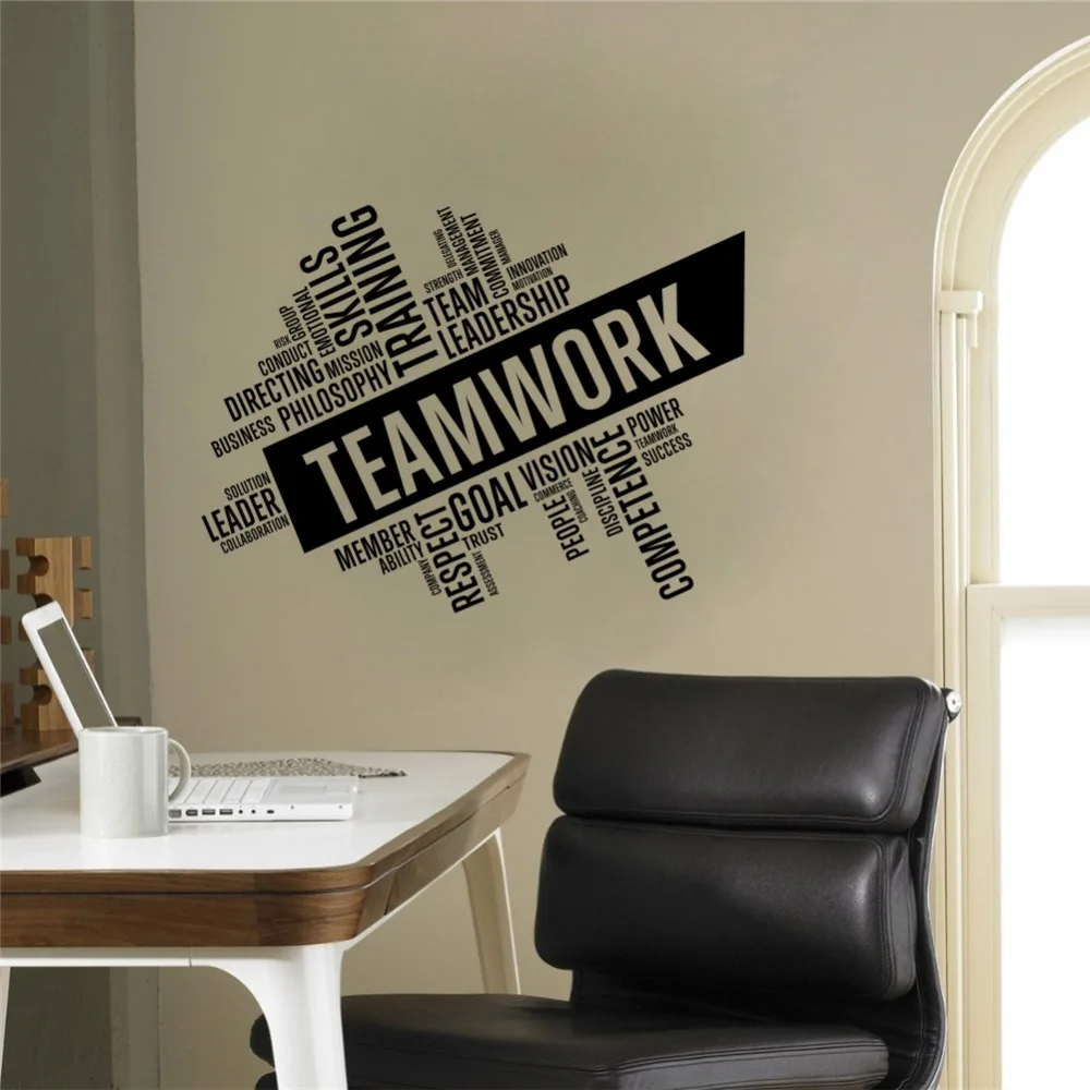 Teamwork Words Team Inspirational Vinyl Quote Wall Stickers Office Art ...