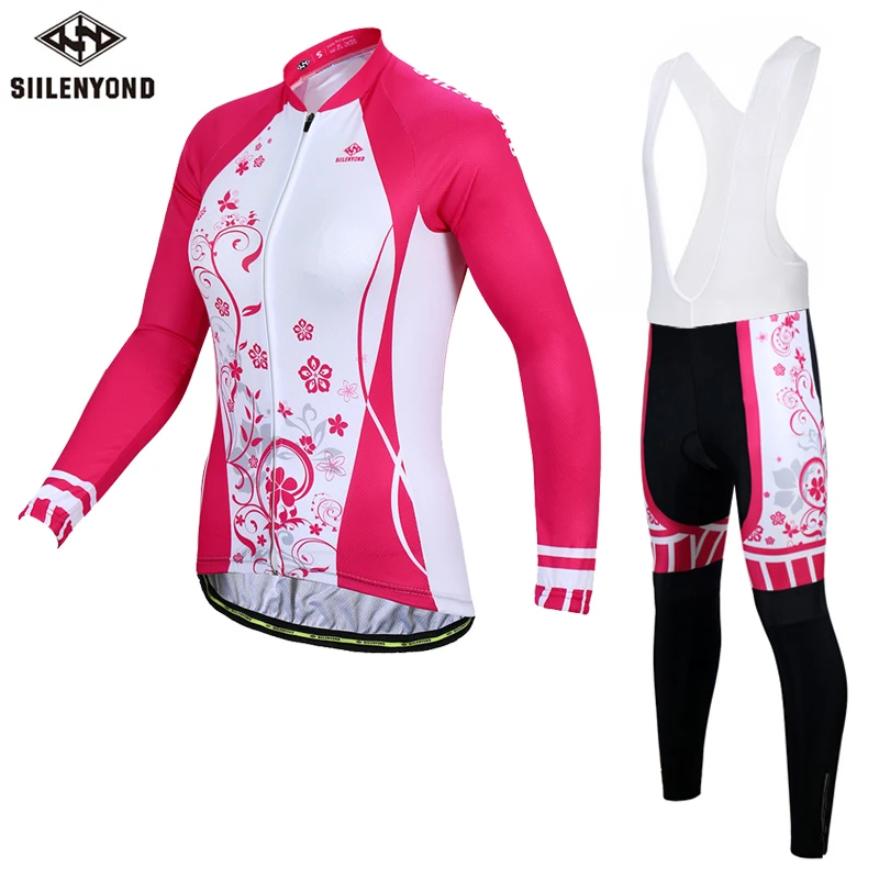 

Siilenyond 2019 Women Autumn Cycling Jersey Sets Mountain Bike Cycling Clothing Suit Anti-slip MTB Bicycle Cycling Clothes